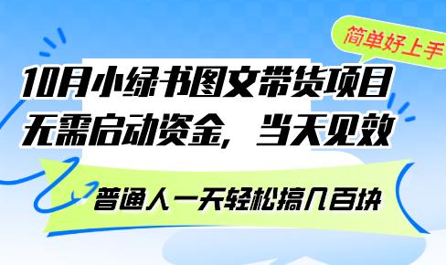 10月份小绿书图文带货项目 无需启动资金 当天见效 普通人一天轻松搞几百块-航海圈