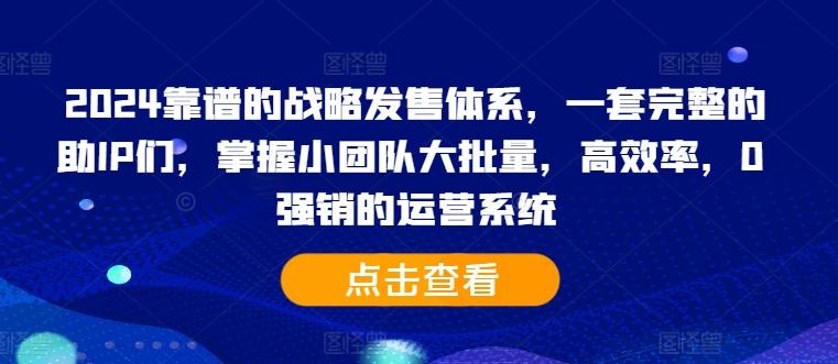 2024靠谱的战略发售体系，一套完整的助IP们，掌握小团队大批量，高效率，0 强销的运营系统-航海圈