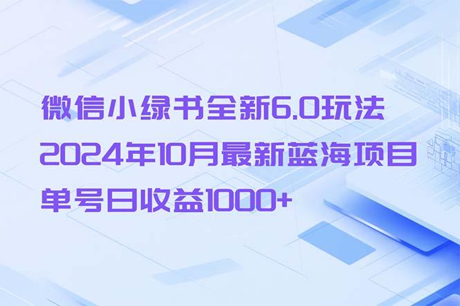 微信小绿书全新6.0玩法，2024年10月最新蓝海项目，单号日收益1000+-航海圈