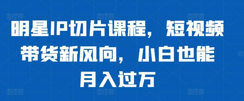 明星IP切片课程，短视频带货新风向，小白也能月入过万-航海圈