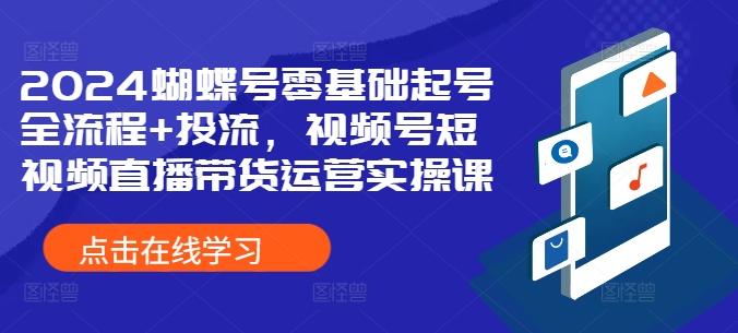 2024蝴蝶号零基础起号全流程+投流，视频号短视频直播带货运营实操课-航海圈