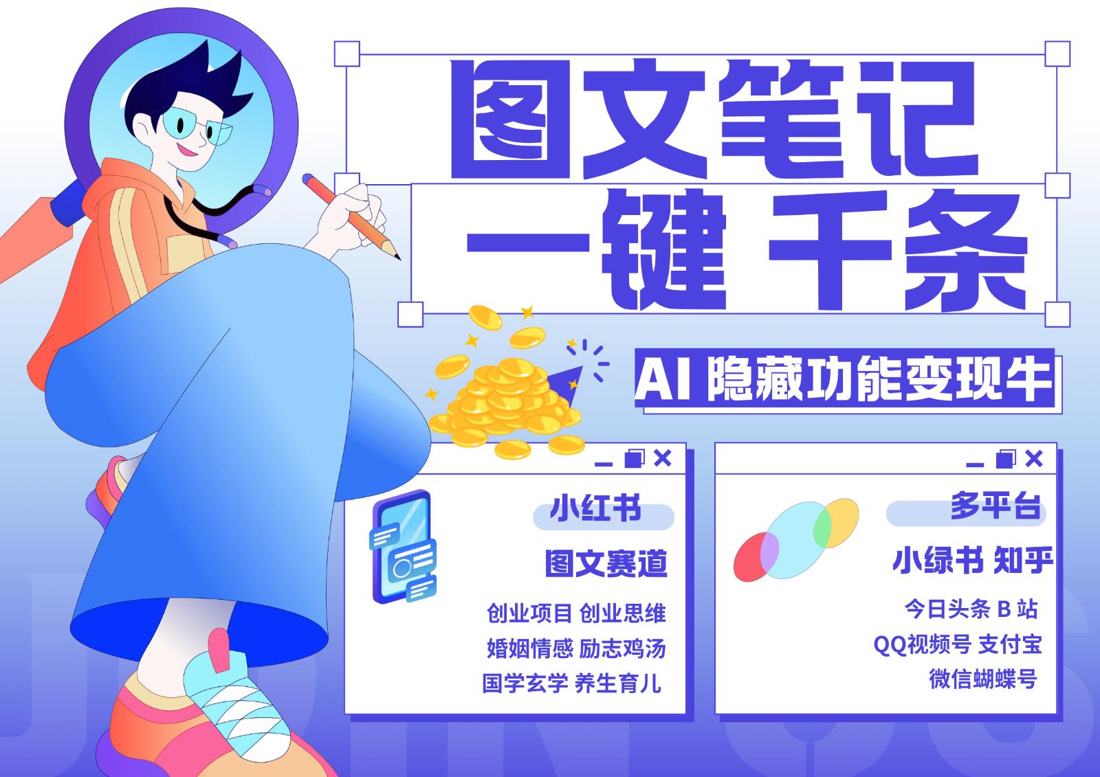 1键生成数千条图文 创业国学 秒生笔记 小红书小绿书图文 轻松引流 变现30000+-航海圈