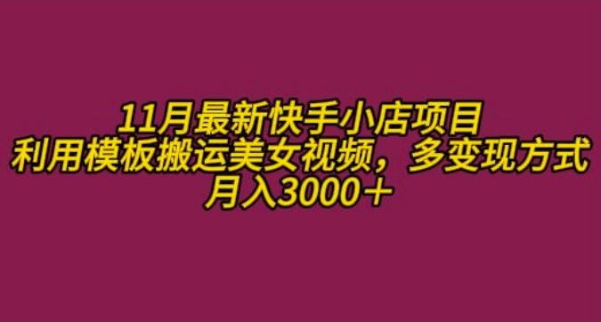 11月K总部落快手小店情趣男粉项目，利用模板搬运美女视频，多变现方式月入3000+-航海圈