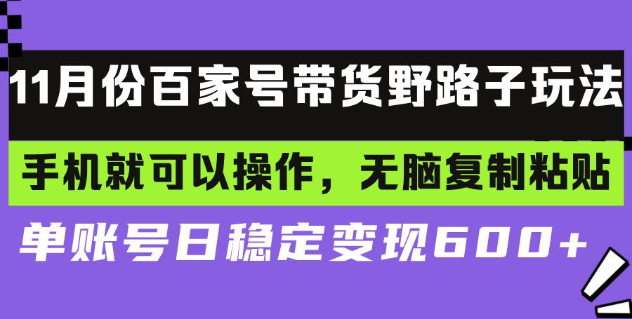 百家号带货野路子玩法 手机就可以操作，无脑复制粘贴 单账号日稳定变现…-航海圈