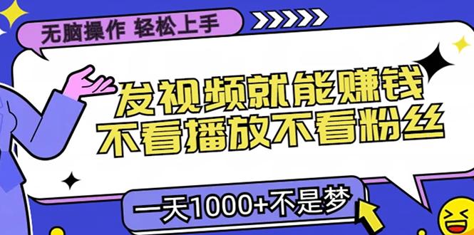 无脑操作，只要发视频就能赚钱？不看播放不看粉丝，小白轻松上手，一天…-航海圈