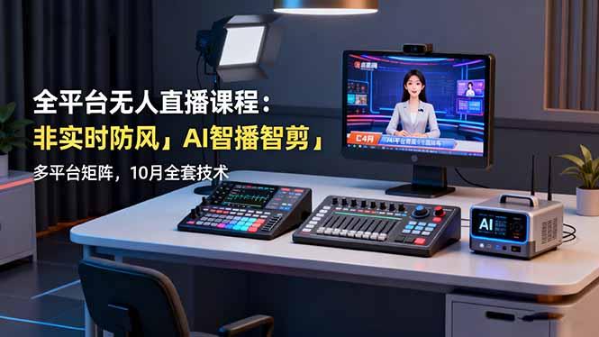 全平台无人直播课程：非实时防风＋AI智播智剪＋多平台矩阵，10月全套技术-航海圈