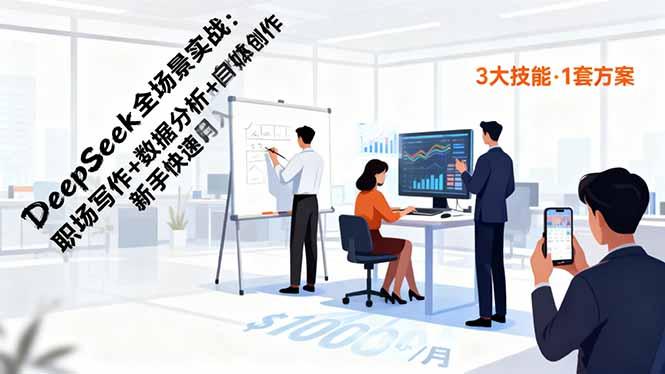 DeepSeek全场景实战：职场写作+数据分析+自媒体创作，新手快速月入过万-航海圈