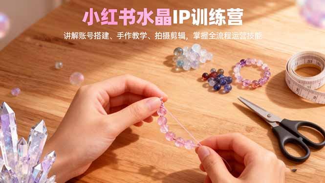 小红书水晶IP训练营，讲解账号搭建、手作教学、拍摄剪辑，全流程运营技能-航海圈