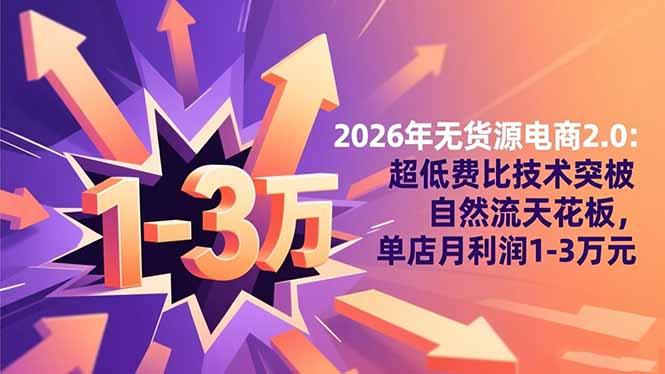 2026年无货源电商2.0：超低费比技术突破自然流天花板，单店月利润1-3万元-航海圈