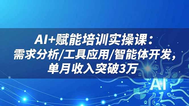 AI+赋能培训实操课：需求分析/工具应用/智能体开发，单月收入突破3万-航海圈