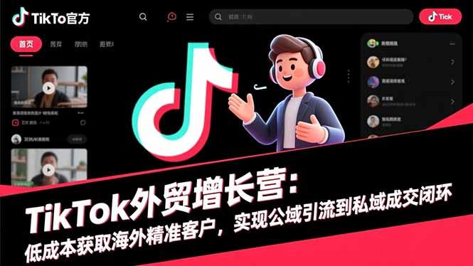 TikTok外贸增长营：低成本获取海外精准客户，实现公域引流到私域成交闭环-航海圈