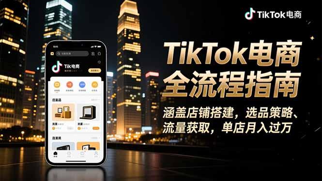 TikTok电商全流程指南，涵盖店铺搭建、选品策略、流量获取，单店月入过万-航海圈