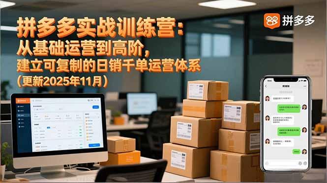 拼多多实战训练营：从基础运营到高阶，建立可复制的日销千单运营体系（更新11月）-航海圈