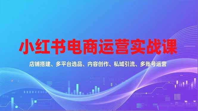 小红书电商运营实战课，店铺搭建、多平台选品、内容创作、私域引流、多账号运营等玩法-航海圈