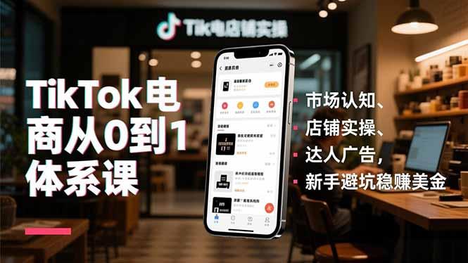 TikTok电商从0到1体系课，市场认知、店铺实操、达人广告，新手避坑稳赚美金-航海圈