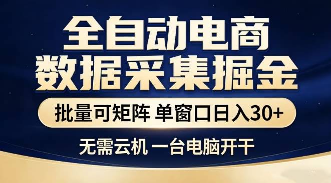 全自动电商数据集掘金，批量可矩阵，单窗口日入30+，无需云机，一台电脑开干【揭秘】-航海圈