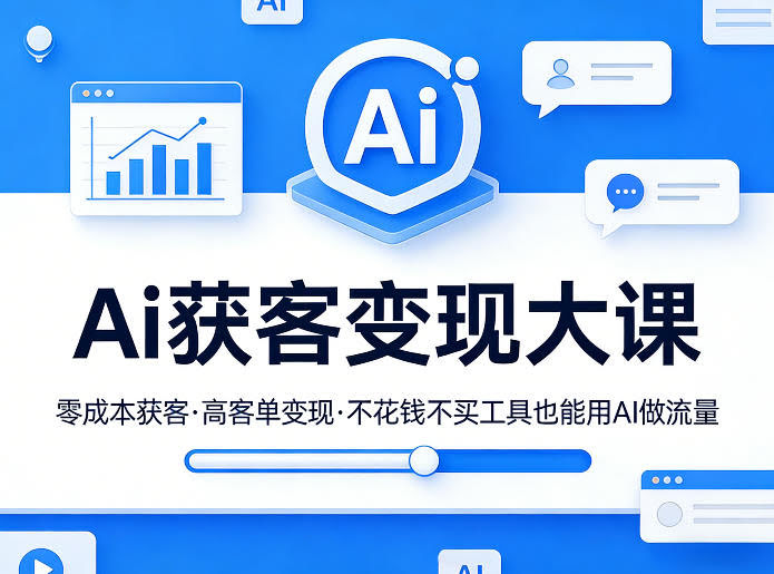 Ai获客变现大课，零成本获客，高客单变现，不花钱不买工具也能用AI做流量-航海圈