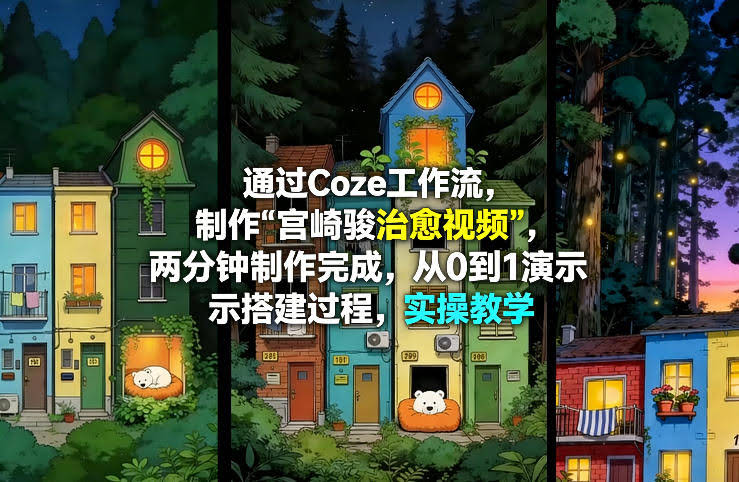 通过Coze工作流制作《宫崎骏治愈视频》，两分钟制作完成，从0到1演示搭建过程，实操教学-航海圈
