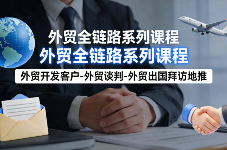外贸系列课程，外贸开发客户-外贸谈判-外贸出国拜访地推，完成一个外贸链路-航海圈