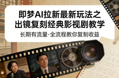 即梦AI拉新最新玩法之出镜复刻经典影视剧教学,长期有流量,全流程教你复制收益-航海圈