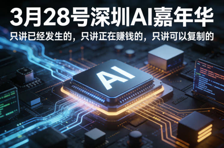 3月28号深圳AI嘉年华，只讲已经发生的，只讲正在賺钱的，只讲可以复制的-航海圈