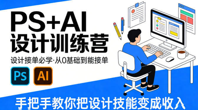 设计接单必学，PS+AI设计训练营，从0基础到能接单，手把手教你把设计技能变成收入-航海圈