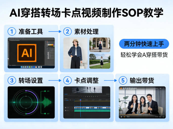 AI穿搭转场卡点视频制作SOP教学，两分钟快速上手，轻松学会AI穿搭带货-航海圈