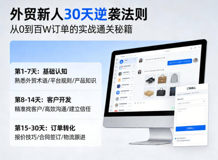 外贸新人30天逆袭法则，教你从0到百W订单的实战通关秘籍-航海圈