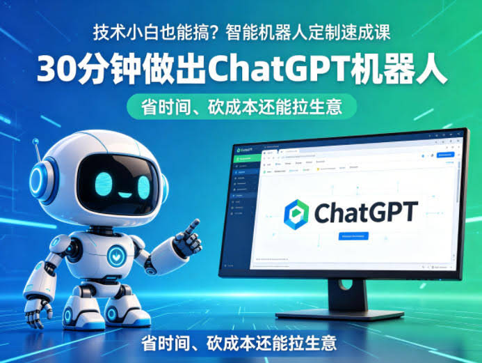 技术小白也能搞？智能机器人定制速成课，30分钟做出ChatGPT机器人，省时间、砍成本还能拉生意-航海圈