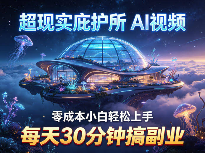 超现实庇护所AI视频项目拆解，零成本小白轻松上手，每天30分钟搞副业-航海圈