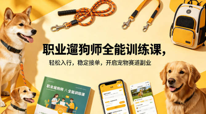 职业遛狗师全能训练课，轻松入行，稳定接单，开启宠物赛道副业-航海圈