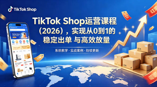 TikTok Shop运营课程（2026），实现从0到1的稳定出单与高效放量-航海圈
