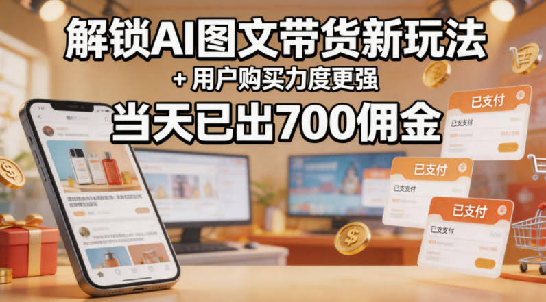 解锁ai图文带货新玩法+用户购买力度更强，当天已出700佣金，详细拆解-航海圈