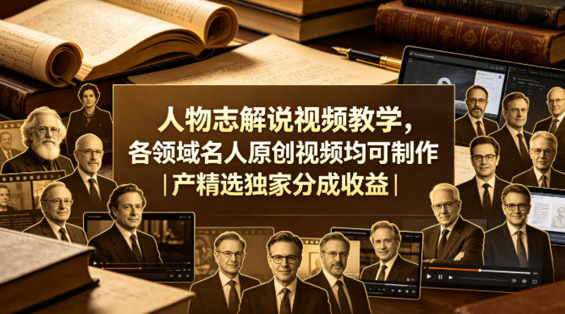人物志解说视频教学，各领域名人原创视频均可制作丨精选独家分成收益-航海圈