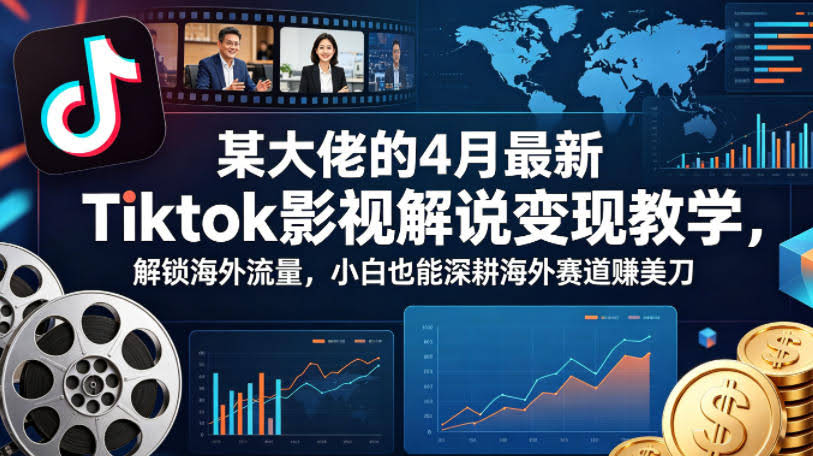 某大佬的4月最新Tiktok影视解说变现教学，解锁海外流量，小白也能深耕海外赛道賺美刀-航海圈