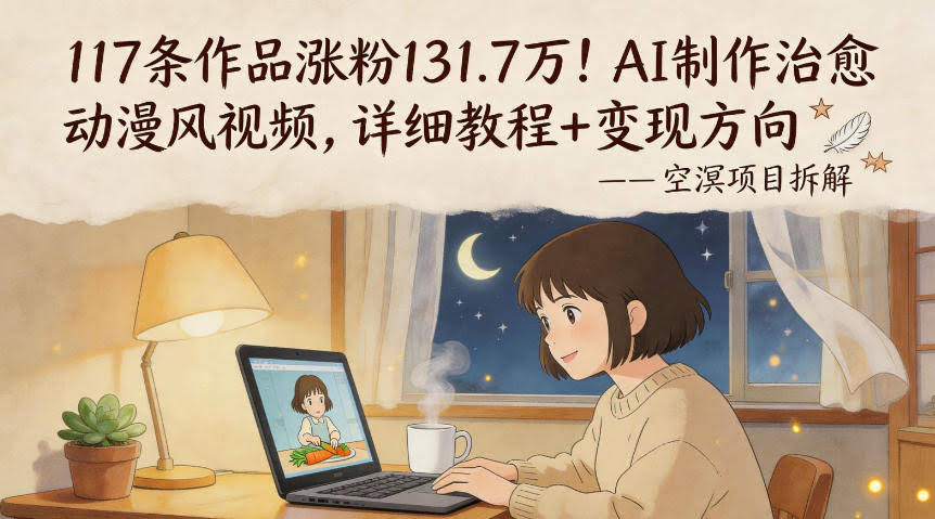 117条作品涨粉131.7W！AI制作治愈动漫风视频，详细教程+变现方向-航海圈