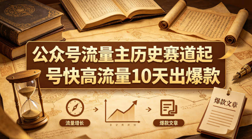公众号流量主之历史赛道，起号快+高流量，10天就能出爆款！-航海圈