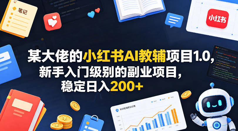 某大佬的小红书AI教辅项目1.0,新手入门级别的副业项目,稳定日入200+-航海圈