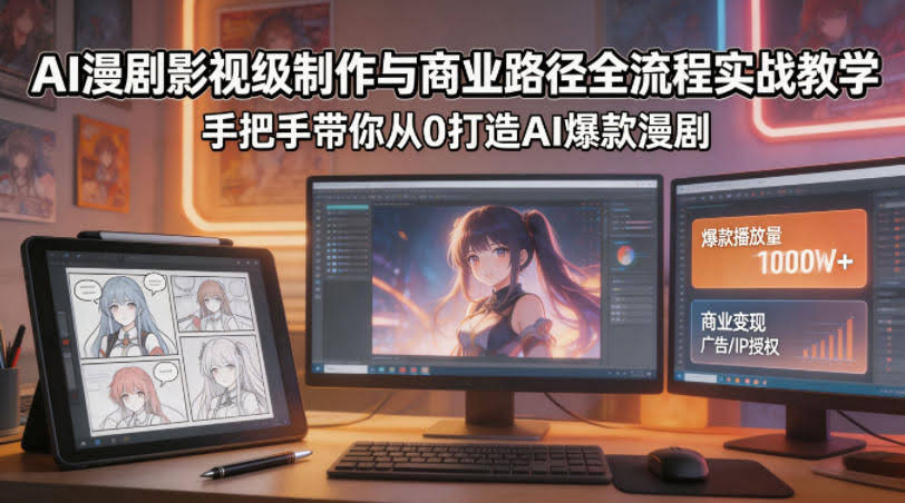 AI漫剧影视级制作与商业路径全流程实战教学，手带你从0打造AI爆款漫剧-航海圈