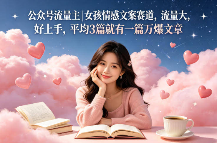 公众号流量主女孩情感文案赛道，流量大，好上手，平均3篇就有一篇万爆文章-航海圈