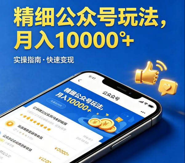 精细化公众号玩法，我们给你提供文章，你来负责发布，收益可观，月入1W+【揭秘】-航海圈