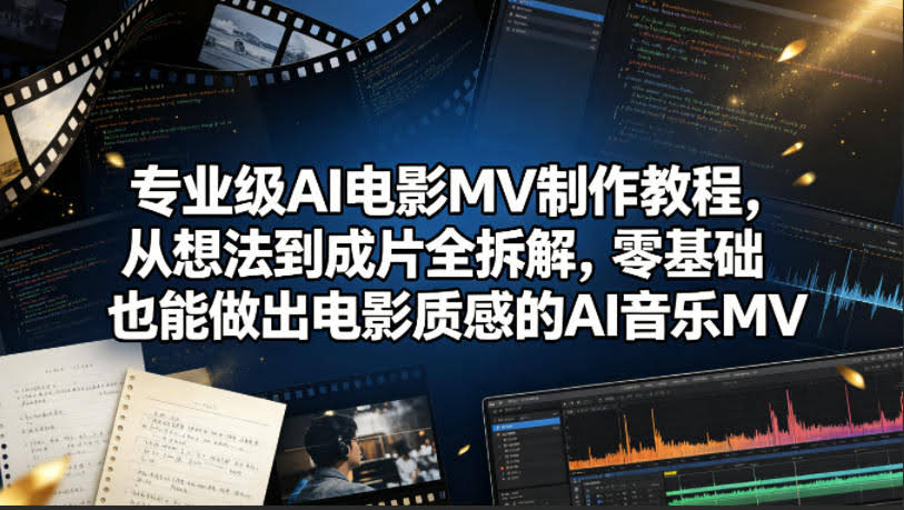专业级AI电影MV制作教程，从想法到成片全拆解，零基础也能做出电影质感的AI音乐MV-航海圈