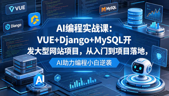 AI编程实战课：VUE+Django+MySQL开发大型网站项目，从入门到项目落地，AI助力编程小白逆袭-航海圈