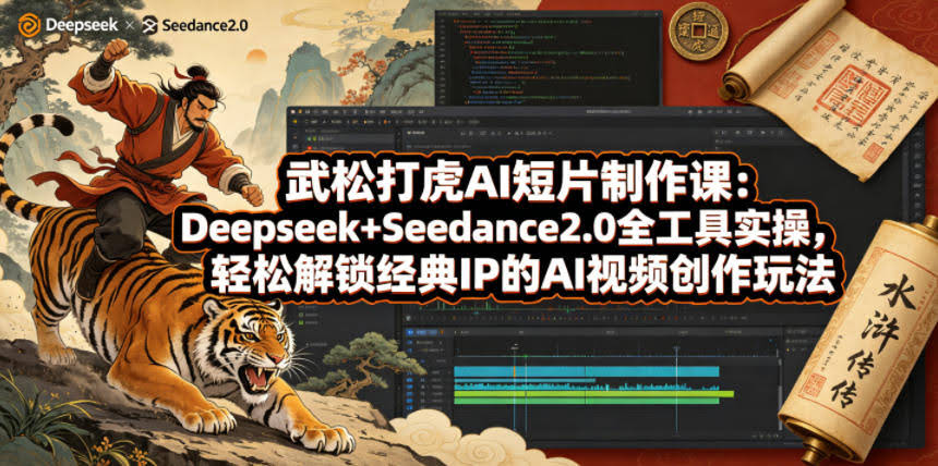 武松打虎AI短片制作课：Deepseek+Seedance2.0全工具实操，轻松解锁经典IP的AI视频创作玩法-航海圈