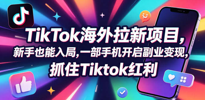 Tc联盟TikTok海外拉新项目，新手也能入局，一部手机开启副业变现，抓住Tiktok红利-航海圈