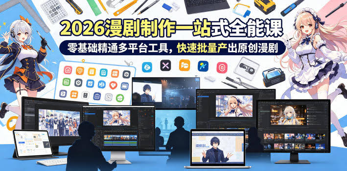2026 AI漫剧制作一站式全能课，零基础精通多平台工具，快速批量产出原创漫剧-航海圈