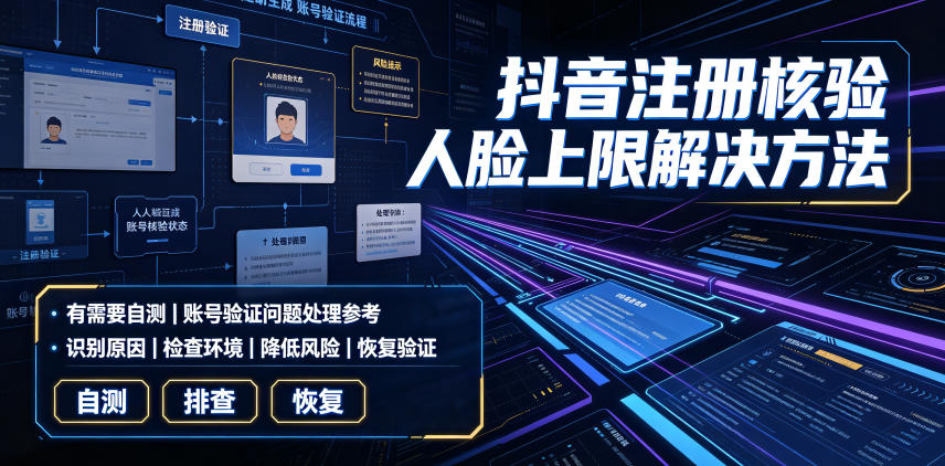 抖音注册核验人脸上限解决方法，有需要自测-航海圈