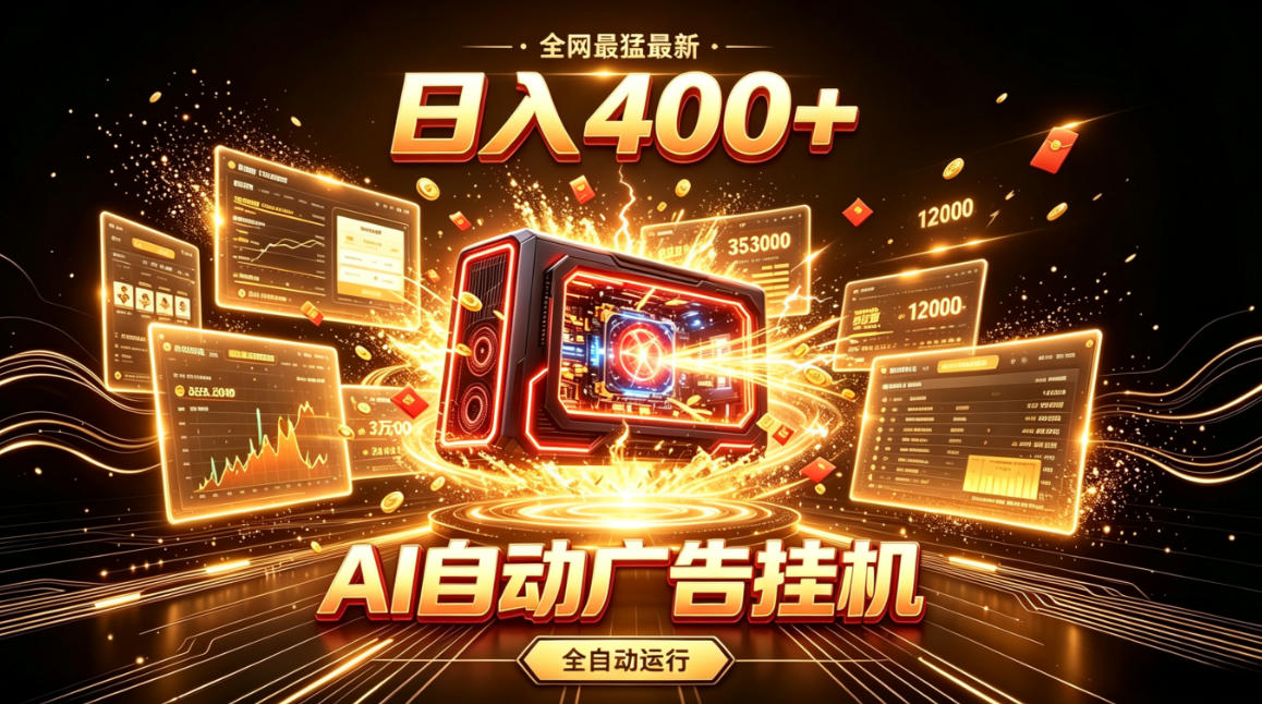 全网最猛最新的AI自动广告挂G，狠收益日入400+，真正做到躺賺式变现【揭秘】-航海圈