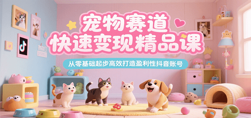 宠物赛道快速变现精品课，从零基础起步高效打造盈利性抖音账号-航海圈