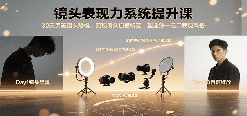 镜头表现力系统提升课，30天突破镜头恐惧实现自信蜕变，塑造独一无二表现风格-航海圈